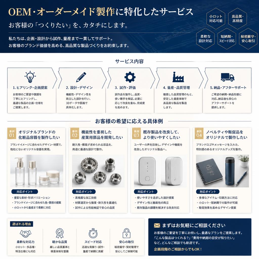 オーダーメイドで理想の製品を