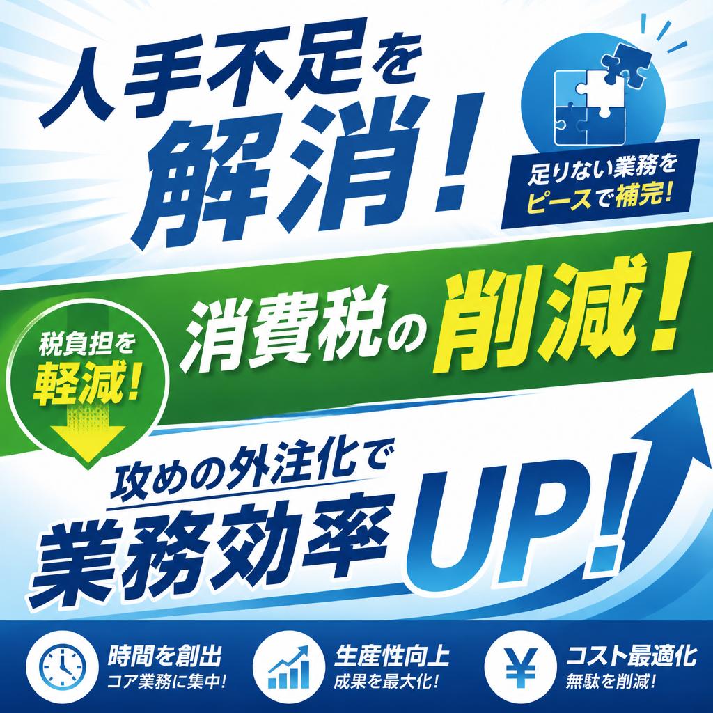 人手不足を解消！消費税の削減！攻めの外注化で業務効率UP！